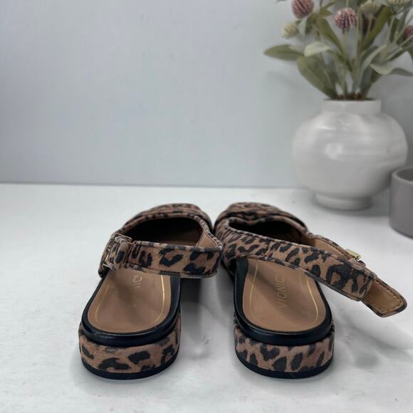 Vionic Lynda Leopard Print Square Toe Slingback Flats Tan/Black Women's 6M - Picture 5 of 9
